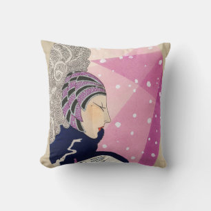 Vintage Diva 1928 Fashion Magazine Cover Throw Pillow