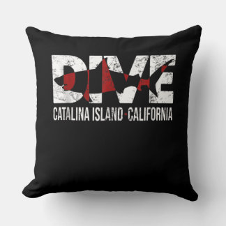 Vintage Dive Catalina Island California Gift Throw Pillow