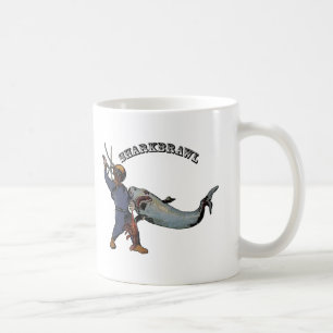 Vintage Diver Fighting a Shark Over a Lobster URM Coffee Mug