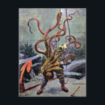 Vintage Diver Octopus Fight Postcard<br><div class="desc">Vintage diver fighting an octopus illustration from the  early 1900s.  High quality,  custom restored vintage Victorian image.</div>