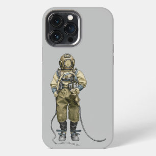 Vintage Diver with Diving Helmet and a Dive Light iPhone 13 Pro Max Case