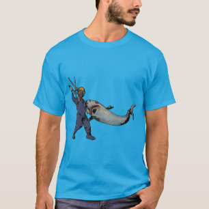 Vintage Diver with Diving Helmet Fighting a Shark T-Shirt