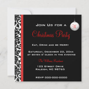 Vintage Divine Damask Red Invitation
