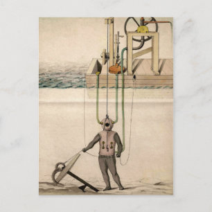 Vintage Diving Illustration Postcard