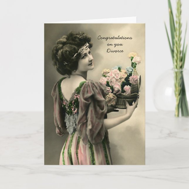 Vintage Divorce Congrats With Flowers Card (Front)
