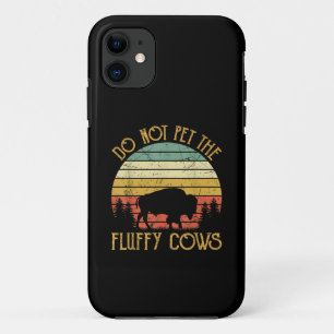 Vintage Do Not Pet The Fluffy Cows Retro Bison Buf iPhone 11 Case