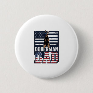Vintage Doberman Dad Patriotic Dog Shirt Design_1 2 Inch Round Button