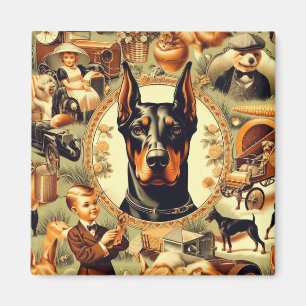 Vintage Doberman Illustration Magnet