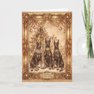 Vintage Doberman Pinscher Christmas Greeting Card
