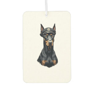 Vintage Doberman Police Dog Portrait Black and Whi Air Freshener
