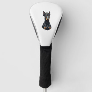Vintage Doberman Police Dog Portrait Black and Whi Golf Head Cover