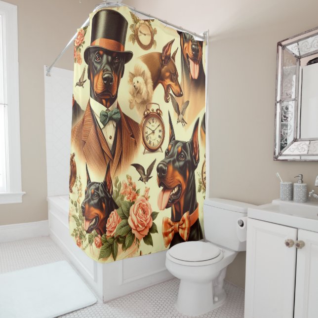 Vintage Doberman Seamless Illustration (In Situ)