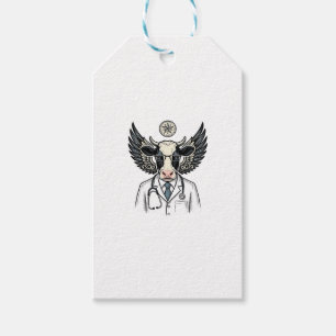Vintage Doctor Cow Vector Shirt Design_1 Gift Tags