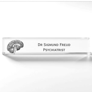 Vintage doctor medical anatomy human brain  nameplate