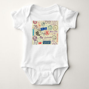 Vintage Document: Stamp Set Collection. Baby Bodysuit