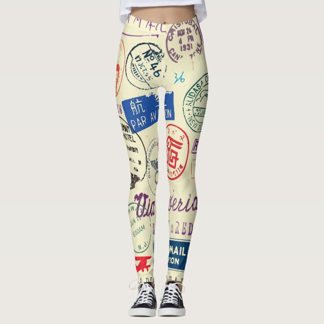 Vintage Document: Stamp Set Collection. Leggings (Front)