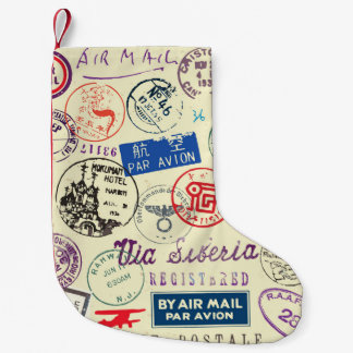 Vintage Document: Stamp Set Collection. Small Christmas Stocking