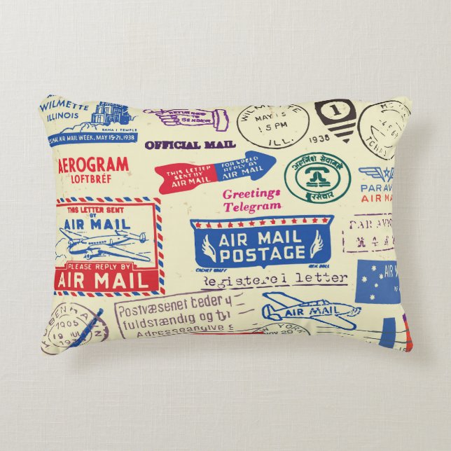 Vintage Document Stamp Set Design. Accent Pillow (Front)