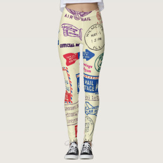Vintage Document Stamp Set Design. Leggings