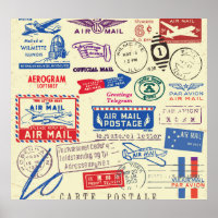 Vintage Document Stamp Set Design.
