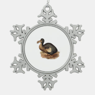 Vintage Dodo Bird Illustration Snowflake Pewter Christmas Ornament