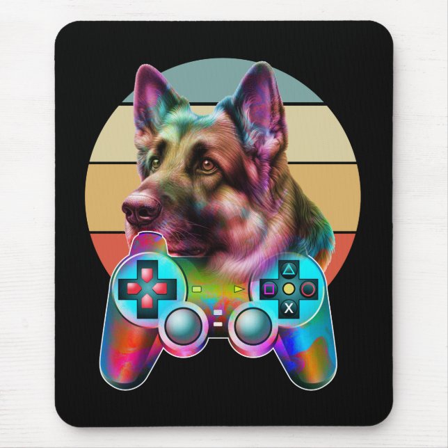 vintage dog and gamer console mouse pad (Front)