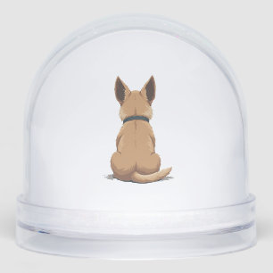 Vintage Dog Back View Illustration with Big Ears P Snowglobe