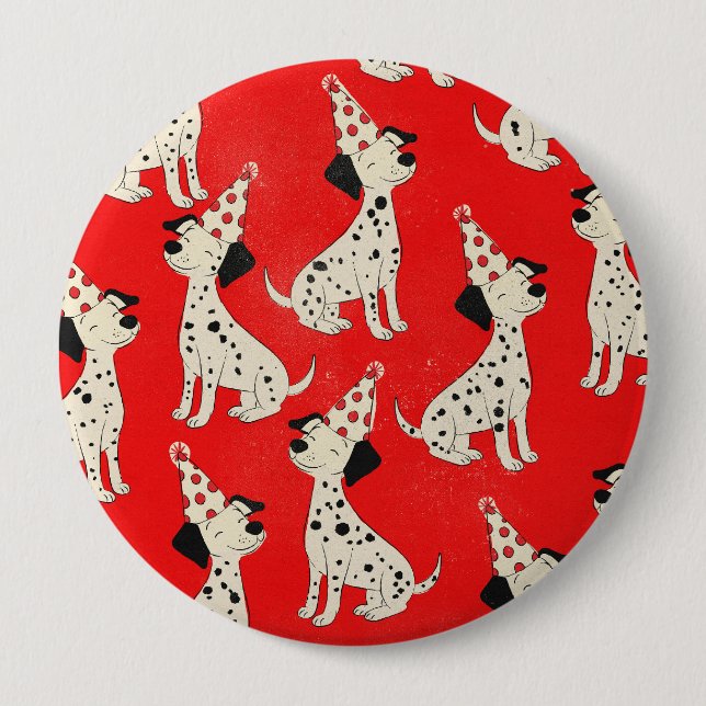 Vintage Dog Birthday  4 Inch Round Button (Front)
