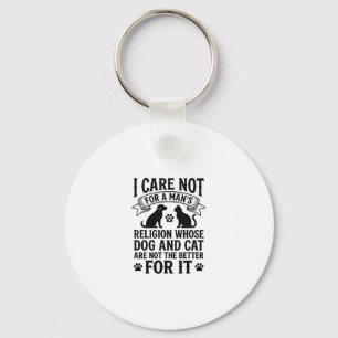 Vintage Dog Cat Religion Quote Pet Lover Design_1 Keychain