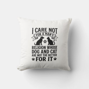 Vintage Dog Cat Religion Quote Pet Lover Design_1 Throw Pillow
