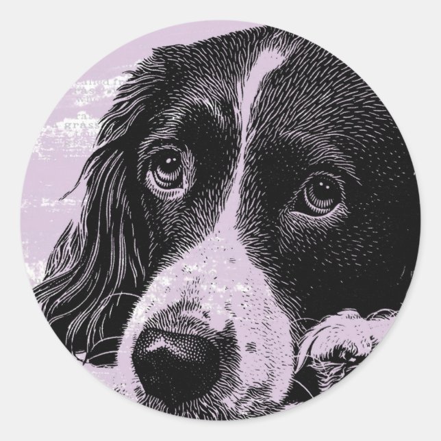 Vintage Dog Classic Round Sticker (Front)