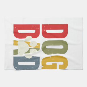 Vintage Dog Dad Paw Print Retro Typography Shirt_1 Kitchen Towel