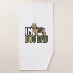 Vintage Dog Dad Terrier Engraving Shirt Design_1 Bath Towel