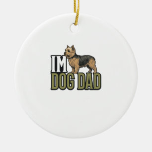 Vintage Dog Dad Terrier Engraving Shirt Design_1 Ceramic Ornament