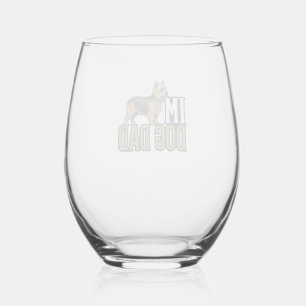 Vintage Dog Dad Terrier Engraving Shirt Design_1 Stemless Wine Glass