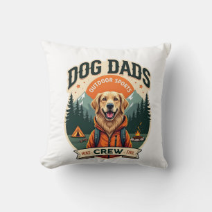Vintage Dog Dads Outdoor Sports Crew Golden Retrie Throw Pillow
