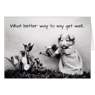 Vintage Dog Dressed Up Get Well Card