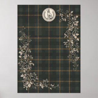 Vintage Dog Engraving Botanical Garden Poster