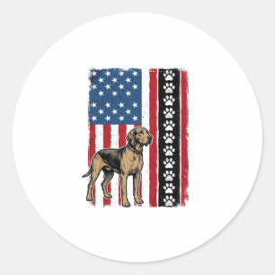Vintage Dog Flag Paw Print Patriotic Shirt Design_ Classic Round Sticker