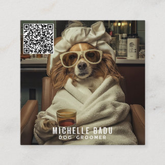 Vintage Dog Groomer Square Business Card