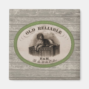 Vintage Dog Illustration Cigar Label Magnet