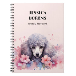 Vintage Dog Illustration, Watercolor Poodle Notebook