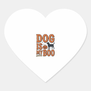 Vintage Dog Is My Boo Halloween Shirt Design_1 Heart Sticker