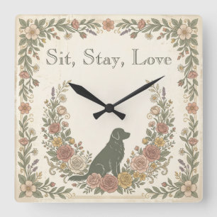 Vintage Dog Lover Customized Square Clock