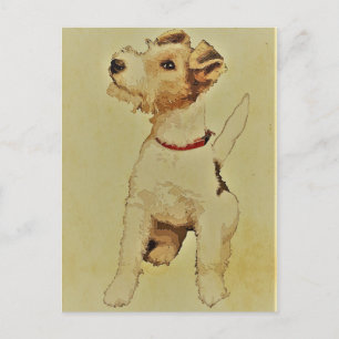 Vintage Dog Print Fox Terrier Postcard