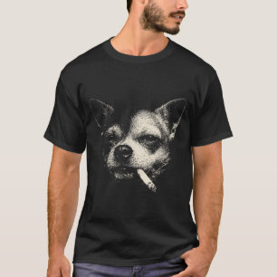 Vintage Dog Smoking Cigarette Funny Chihuahua T-Shirt