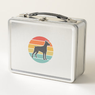 Vintage Dog Sunset Silhouette Vector Design_1 Metal Lunch Box