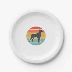 Vintage Dog Sunset Silhouette Vector Design_1 Paper Plate