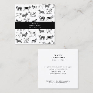Vintage Dogs Dog Groomer Pet Spa Salon Square Business Card