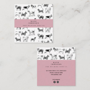Vintage Dogs Dog Walker Grooming Square Business Card